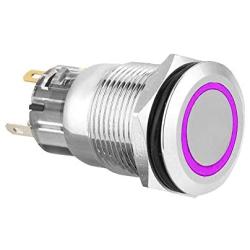 ESUPPORT Stainless Steel 12V 5A Car Auto Boat Purple Angel Eye LED Light Lamp Metal Push Button Rocker Toggle Switch On Off