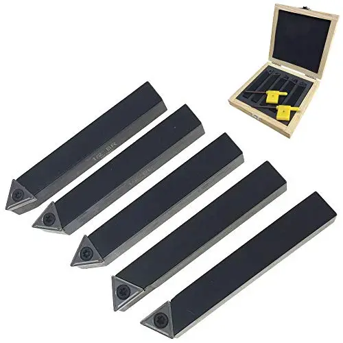 Anytime Tools 5 Piece 1/2'' Lathe Indexable Carbide Insert Tool Bit Set Anytime Tools 5 Piece 1/2'' Lathe Indexable Carbide Insert Tool Bit Set