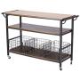 Baxton Studio Lancashire Wood and Metal Kitchen Cart, Brown