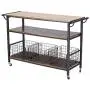 Baxton Studio Lancashire Wood and Metal Kitchen Cart, Brown Baxton Studio Lancashire Wood and Metal Kitchen Cart, Brown