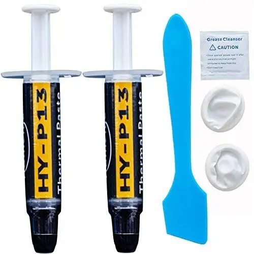 HY-P13 Thermal Paste Kit, Thermal Conductivity 13.4W/mK, High Performance Thermal Compound Carbon Based Heatsink Paste, Thermal Cooling Compound for SSD CPU GPU LED All Coolers HY-P13 Thermal Paste Kit, Thermal Conductivity 13.4W/mK, High Performance Thermal Compound Carbon Based Heatsink Paste, Thermal Cooling Compound for SSD CPU GPU LED All Coolers