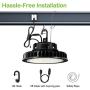 LED High Bay Light 150W 1-10V Dimmable 5000K 21,000lm UFO LED High Bay Light Fixture 5 Cable with US Plug [250W/400W MH/HPS Equiv.] Commercial Warehouse/Workshop/Wet Location Area Light