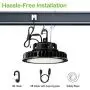 LED High Bay Light 150W 1-10V Dimmable 5000K 21,000lm UFO LED High Bay Light Fixture 5 Cable with US Plug [250W/400W MH/HPS Equiv.] Commercial Warehouse/Workshop/Wet Location Area Light