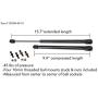 2 Truck Upfitters 16'' Gas Props (15.7'' extended, 9.4'' compressed, 45 pounds of pressure ea) for ARE, ATC, Snugtop, Leer Camper Shell/Truck Cap Rear Door. MEASUREMENT REQUIRED! Incl 4 ball mounts!