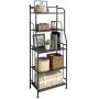 GHQME 5 Tier Metal Standing Shelf Space Saver, Storage Tower Rack for Kitchen Bathroom, Storage Shelving Unit Organizer, Outdoor Flower Stand (Black, 5-Tier)