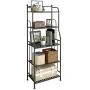 GHQME 5 Tier Metal Standing Shelf Space Saver, Storage Tower Rack for Kitchen Bathroom, Storage Shelving Unit Organizer, Outdoor Flower Stand (Black, 5-Tier)