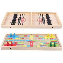 Aliyaduo 2 in 1 Wooden Hockey Game, Desktop Winner Board Game, Table Ice Hockey, Portable Tabletop Board Games Toys for Parent-Child Family Tabletop Game(17.7 x 7.48 x 1.06 Inches)