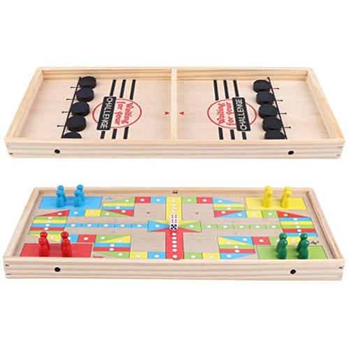 Aliyaduo 2 in 1 Wooden Hockey Game, Desktop Winner Board Game, Table Ice Hockey, Portable Tabletop Board Games Toys for Parent-Child Family Tabletop Game(17.7 x 7.48 x 1.06 Inches)