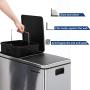 SONGMICS 16 Gallon Step Trash Can, Double Recycle Pedal Bin, 2 x 30L Garbage Bin with Plastic Inner Buckets and Carry Handles, Fingerprint Proof Stainless Steel, Slow Close ULTB60NL