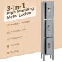 INVIE Metal Locker for School Steel Storage Cabinet for Employees Home Office Gym and Lobby Lounge with 3 Door 3 Tier Gray