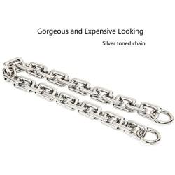 22.5 Inch Gorgeous Heavy Metal Bag Chain Purse Handle Shoulder Strap Replacement (Silver, Large)