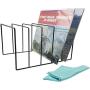 Record-Happy Vinyl Record Storage Holder – Premium Metal Rack Display Stand with Microfiber LP Cleaning Cloth - Vinyl coated Wire holds up to 50 Albums Solid Stylish Contemporary Concept for 12” discs