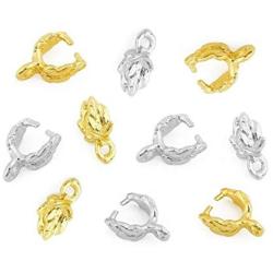 50 Pieces Leaf-Shaped Pinch Bail Connector Metal Clip Pendant Clasp Jewelry Findings Supplies for DIY Necklace Bracelet(9x7mm, Gold and Silver)