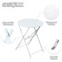 OC Orange-Casual 3-Piece Outdoor Furniture Set, Premium Steel Patio Stripe Small Bistro Set, Folding Dining Table and Chairs for Porch Balcony, White