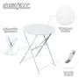 OC Orange-Casual 3-Piece Outdoor Furniture Set, Premium Steel Patio Stripe Small Bistro Set, Folding Dining Table and Chairs for Porch Balcony, White