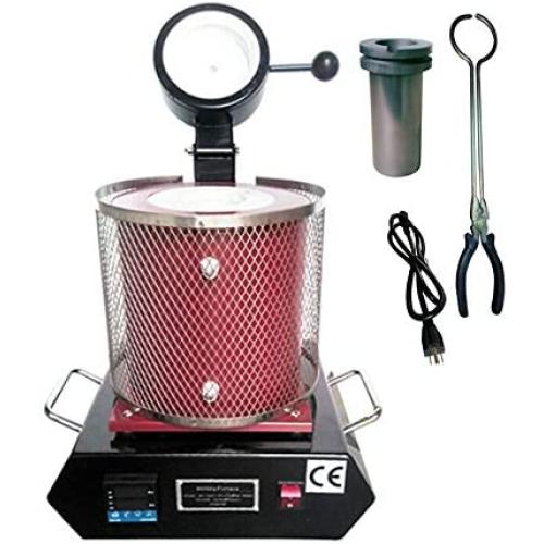 3kg Gold Melting Furnace 1600W 2100°F Automatic Digital Melting Casting Refining Smelting Furnace Machine for Melt Silver Gold Copper Tin Aluminum Precious Metals (3kg Crucible Capacity, Red 1)