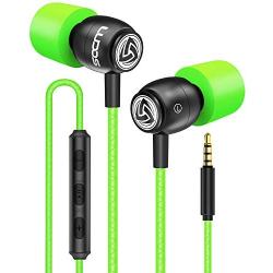 LUDOS Clamor Wired Earbuds in Ear Headphones with Microphone, Earphones with Mic and Volume Control, Memory Foam, Reinforced Cable, Bass Compatible with iPhone, Apple, iPad, Computer, Laptop, PC