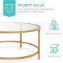 Best Choice Products 36in Modern Round Tempered Glass Accent Side Coffee Table for Living Room, Dining Room, Tea, Home Décor w/Satin Trim, Metal Frame, Non-Marring Foot Caps - Bronze Gold