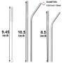 Metal Straws with Silicone Tip, 8.5'' 10.5'' Reusable Stainless Steel Straws with Cleaning Brush for 20 30oz Cups (Silver)