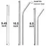 Metal Straws with Silicone Tip, 8.5'' 10.5'' Reusable Stainless Steel Straws with Cleaning Brush for 20 30oz Cups (Silver)