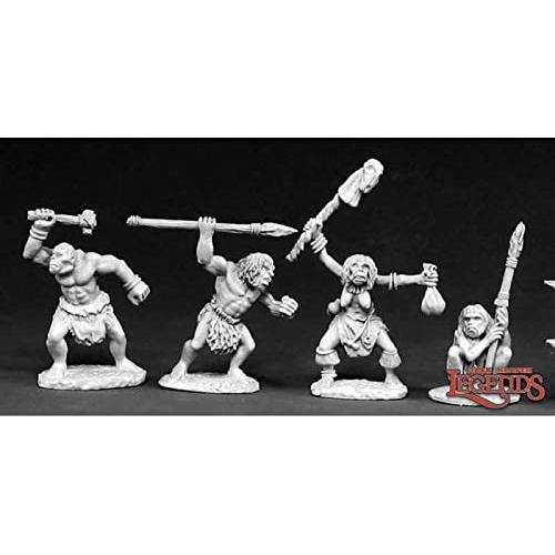 Reaper Miniatures Caveman Pack (4 Pieces) #02395 Dark Heaven Unpainted Metal