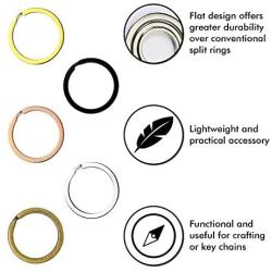 Flat Key Rings Key Chain Metal Split Ring 40pcs (Round 1.25 Inch Diameter), for Home Car Keys Organization, Arts & Crafts, Lanyards, Lead Free Colored (Black, Silver, Gold, Copper, Antique Brass)