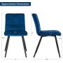 Duhome Upholstered Velvet Dining Chairs Reception Chairs, Tufted Accent Living Room Chairs with Metal Legs for Living Room/Kitchen/Vanity Set of 4 Blue
