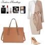 Laptop Bag for Women Waterproof Lightweight Leather 15.6 Inch Computer Tote Bag Business Office Briefcase Large Capacity Handbag Shoulder Bag Professional Office Work Bag Brown
