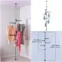 BAOYOUNI 4-Tier Standing Clothes Laundry Drying Rack Coat Hanger Organizer Floor to Ceiling Adjustable Metal Corner Tension Pole, Grey