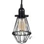 Rustic State Set of 4 Industrial Vintage Style | Hanging Pendant Metal Wire Cage | Adjustable Light Fixture Lamp Guard (Black)