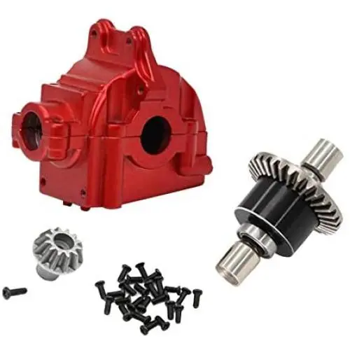 F Fityle 1:14 Upgrade Metal Gear Box Shell and Differential RC Car Part for Wltoys144001 Buggy Accessories - Red