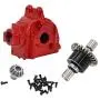 F Fityle 1:14 Upgrade Metal Gear Box Shell and Differential RC Car Part for Wltoys144001 Buggy Accessories - Red