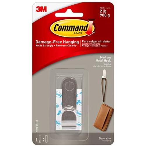 Command Modern Metal Hook, Medium, 1-Hook (MR12-SS-ES), Decorate Damage-Free Command Modern Metal Hook, Medium, 1-Hook (MR12-SS-ES), Decorate Damage-Free