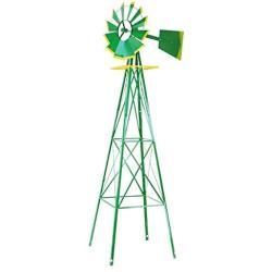 XtremepowerUS 8FT Green Metal Windmill Yard Garden Wind Mill