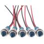 CESFONJER 5 pcs 6mm 1/4'' LED Metal Indicator Light 12V Waterproof Signal Lamp Pilot Dash Directional Car Truck Boat with Wire (Blue color)