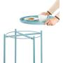 CERBIOR Tray End Table, Round Metal Tray Table Side Sofa Table Anti-Rust and Waterproof Outdoor & Indoor Snack Table Accent Coffee Table Gray Blue