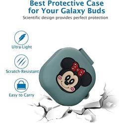 Minnie Mouse Silicone Case for Samsung Galaxy Buds Live, 5 in 1 Silicone Accessories Set Protective Cover,Silicone Case/Keychain/Carabiner/Metal dust Sticker/Cleaning Brush