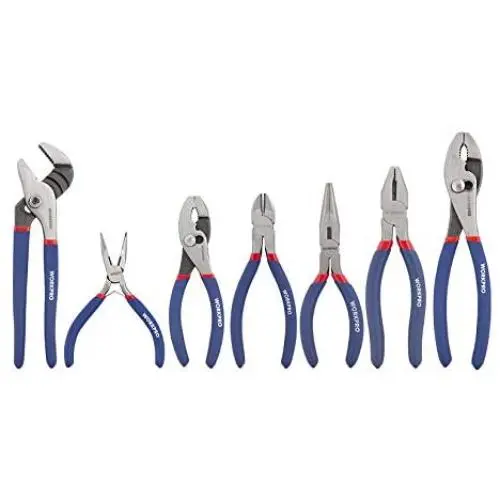 WORKPRO 7-piece Pliers Set (8-inch Groove Joint Pliers, 6-inch Long Nose, 6-inch Slip Joint, 4-1/2 Inch Long Nose, 6-inch Diagonal, 7-inch Linesman, 8-inch Slip Joint) for DIY & Home Use WORKPRO 7-piece Pliers Set (8-inch Groove Joint Pliers, 6-inch Long Nose, 6-inch Slip Joint, 4-1/2 Inch Long Nose, 6-inch Diagonal, 7-inch Linesman, 8-inch Slip Joint) for DIY & Home Use