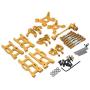 F Fityle Metal Upgrade Part Kits for WLtoys 1/12 124019 1:14 144001 RC Car Truck Front/Rear Swing Arms Steering Group Front/Rear Shock Mounts - Golden