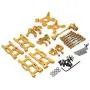F Fityle Metal Upgrade Part Kits for WLtoys 1/12 124019 1:14 144001 RC Car Truck Front/Rear Swing Arms Steering Group Front/Rear Shock Mounts - Golden