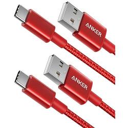 USB Type C Cable, Anker [2-Pack 3Ft] Premium Nylon USB-C to USB-A Fast Charging Type C Cable, for Samsung Galaxy S10 / S9 / S8 / Note 8, LG V20 / G5 / G6 and More(Red)