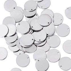 Kissitty 100-Piece 5/9'' Diameter (15mm) Blank Stainless Steel Stamping Tag Charms Smooth Polished Flat Round Disc Pendants 18 Gauge Thick