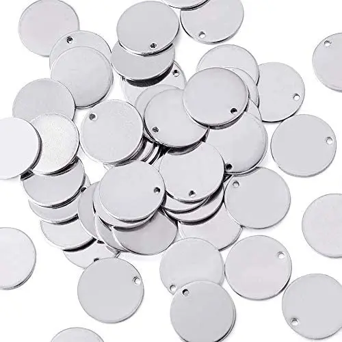Kissitty 100-Piece 5/9'' Diameter (15mm) Blank Stainless Steel Stamping Tag Charms Smooth Polished Flat Round Disc Pendants 18 Gauge Thick Kissitty 100-Piece 5/9'' Diameter (15mm) Blank Stainless Steel Stamping Tag Charms Smooth Polished Flat Round Disc Pendants 18 Gauge Thick