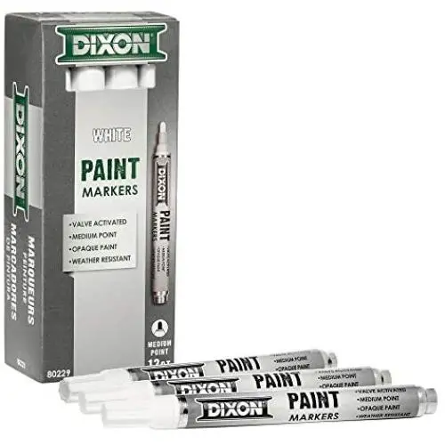 Dixon Industrial Paint Markers, Medium Tip, Box of 12 Markers, White (80229) Dixon Industrial Paint Markers, Medium Tip, Box of 12 Markers, White (80229)