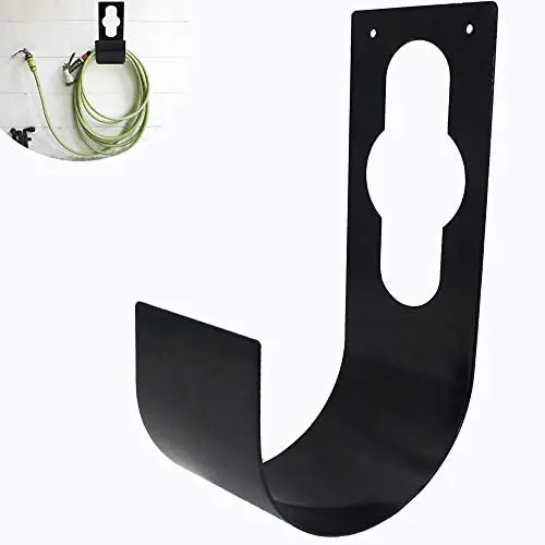 LECAMEBOR Wall Mount Garden Hose Holder, Heavy Duty Hose Hanger Metal Steel Hose Bracket(Black)