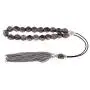 Grey Obsidian Gemstone (Edged Beads), Handmade Greek Worry Beads or Komboloi with Alpaca Metal Parts on Pure Silk Cord & Tassel, Length 34cm (13.4) Grey Obsidian Gemstone (Edged Beads), Handmade Greek Worry Beads or Komboloi with Alpaca Metal Parts on Pure Silk Cord & Tassel, Length 34cm (13.4)