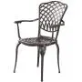 Kinger Home Patio Outdoor Dining Metal Chairs, Set of 2, Cast Aluminum, Lattice Weave Design - Brown