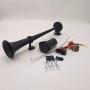 AIHOME Car Horn Super Loud Air Horn 150DB Truck horn 45cm Chrome Zinc Black Single Trumpet Truck Air Horn with Compressor Electric Metal Horn loudspeaker for Any 12V Car Lorry Train Boat Moto etc