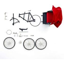 Yamix DIY Miniature Rickshaw Bike Model Tricycle 3D Metal Model Kit Home Office Desktop Table Decoration