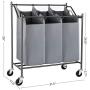SONGMICS Laundry Clothes Sorters, 3-Bag, Gray